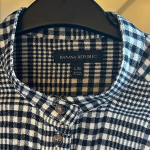 Banana Republic Black and White Gingham Button-Down Shirt